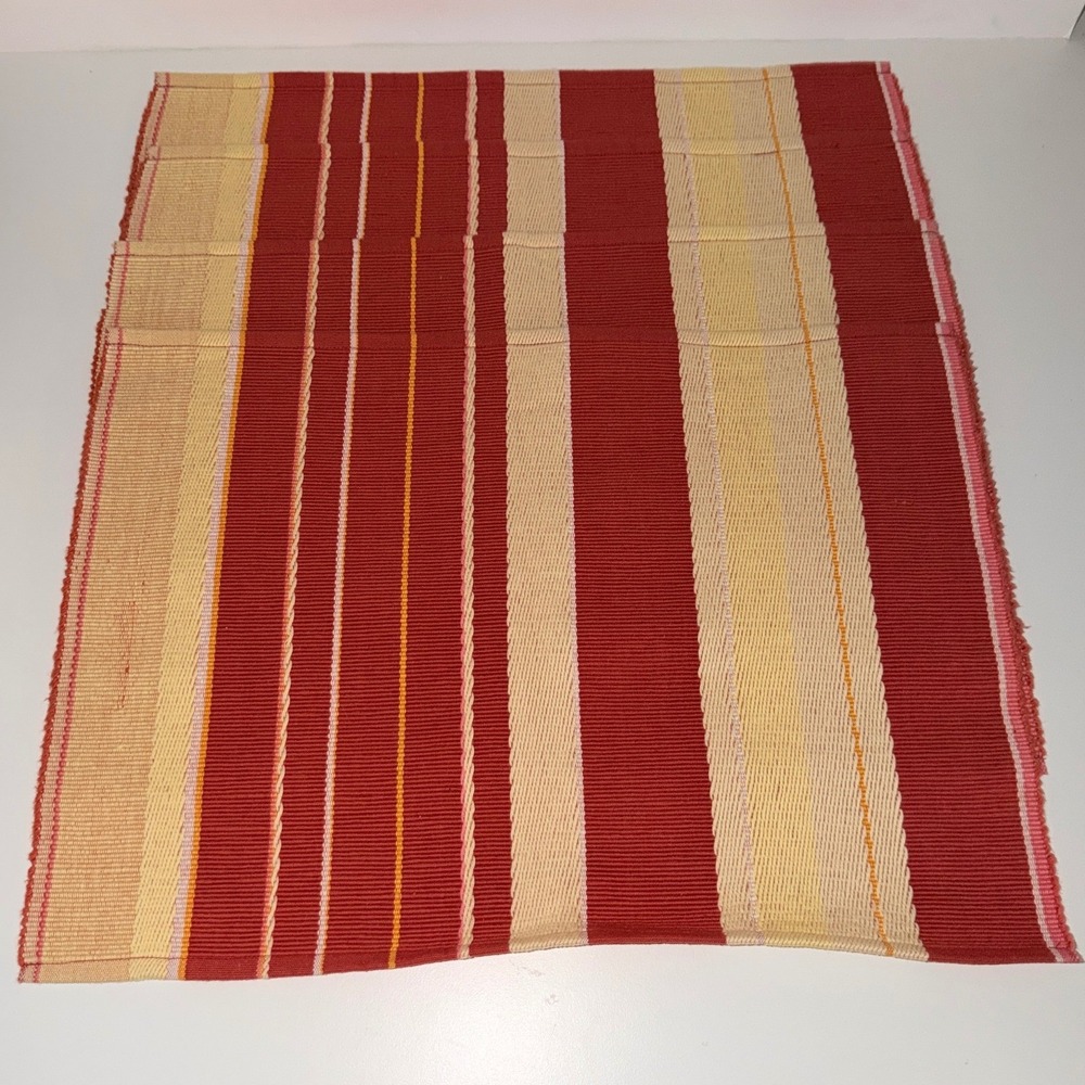 Martha Stewart Collection Cotton Table Placemats Red‎ Yellow Stripe Woven
